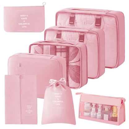 Travel Storage Bags Set 7/8/9/10-Piece Digital Toiletries Organizer Suitcase Packing Cubes for Clothes Shoes Clothes Tidy Pouch Manwatstore