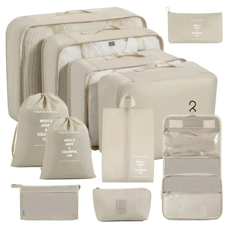 Travel Storage Bags Set 7/8/9/10-Piece Digital Toiletries Organizer Suitcase Packing Cubes for Clothes Shoes Clothes Tidy Pouch Manwatstore