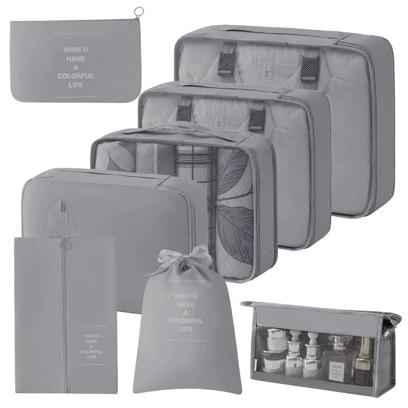 Travel Storage Bags Set 7/8/9/10-Piece Digital Toiletries Organizer Suitcase Packing Cubes for Clothes Shoes Clothes Tidy Pouch Manwatstore