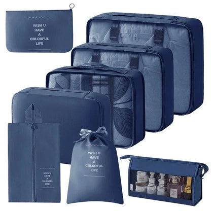 Travel Storage Bags Set 7/8/9/10-Piece Digital Toiletries Organizer Suitcase Packing Cubes for Clothes Shoes Clothes Tidy Pouch Manwatstore