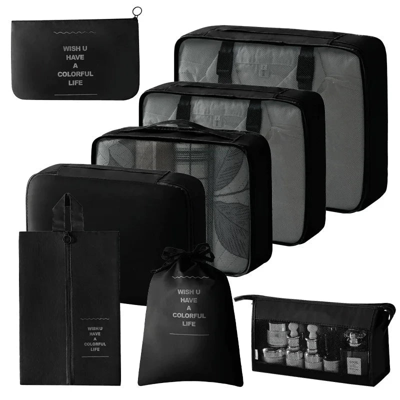Travel Storage Bags Set 7/8/9/10-Piece Digital Toiletries Organizer Suitcase Packing Cubes for Clothes Shoes Clothes Tidy Pouch Manwatstore