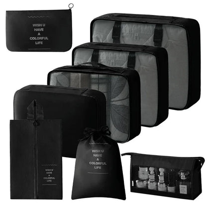 Travel Storage Bags Set 7/8/9/10-Piece Digital Toiletries Organizer Suitcase Packing Cubes for Clothes Shoes Clothes Tidy Pouch Manwatstore