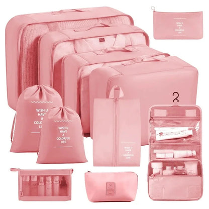 Travel Storage Bags Set 7/8/9/10-Piece Digital Toiletries Organizer Suitcase Packing Cubes for Clothes Shoes Clothes Tidy Pouch Manwatstore