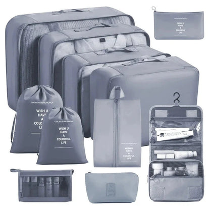 Travel Storage Bags Set 7/8/9/10-Piece Digital Toiletries Organizer Suitcase Packing Cubes for Clothes Shoes Clothes Tidy Pouch Manwatstore