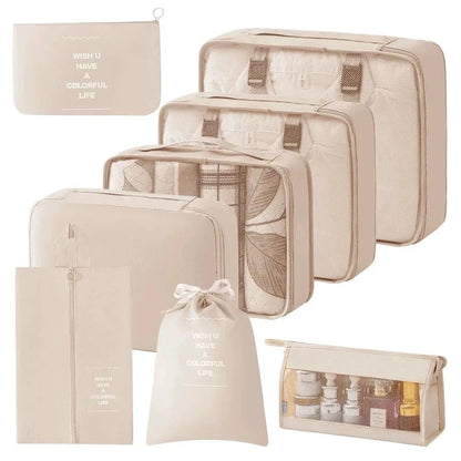 Travel Storage Bags Set 7/8/9/10-Piece Digital Toiletries Organizer Suitcase Packing Cubes for Clothes Shoes Clothes Tidy Pouch Manwatstore