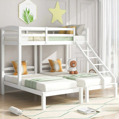 Triple Sleeper Bunk Bed with Side Ladder Bed Manwatstore