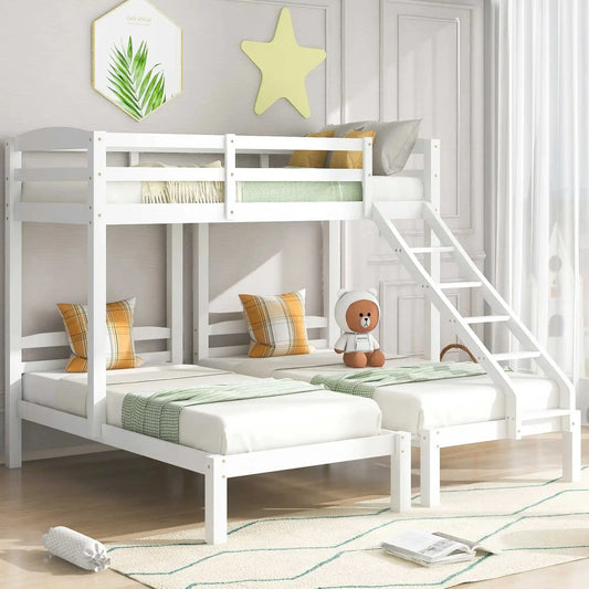 Triple Sleeper Bunk Bed with Side Ladder Bed Manwatstore