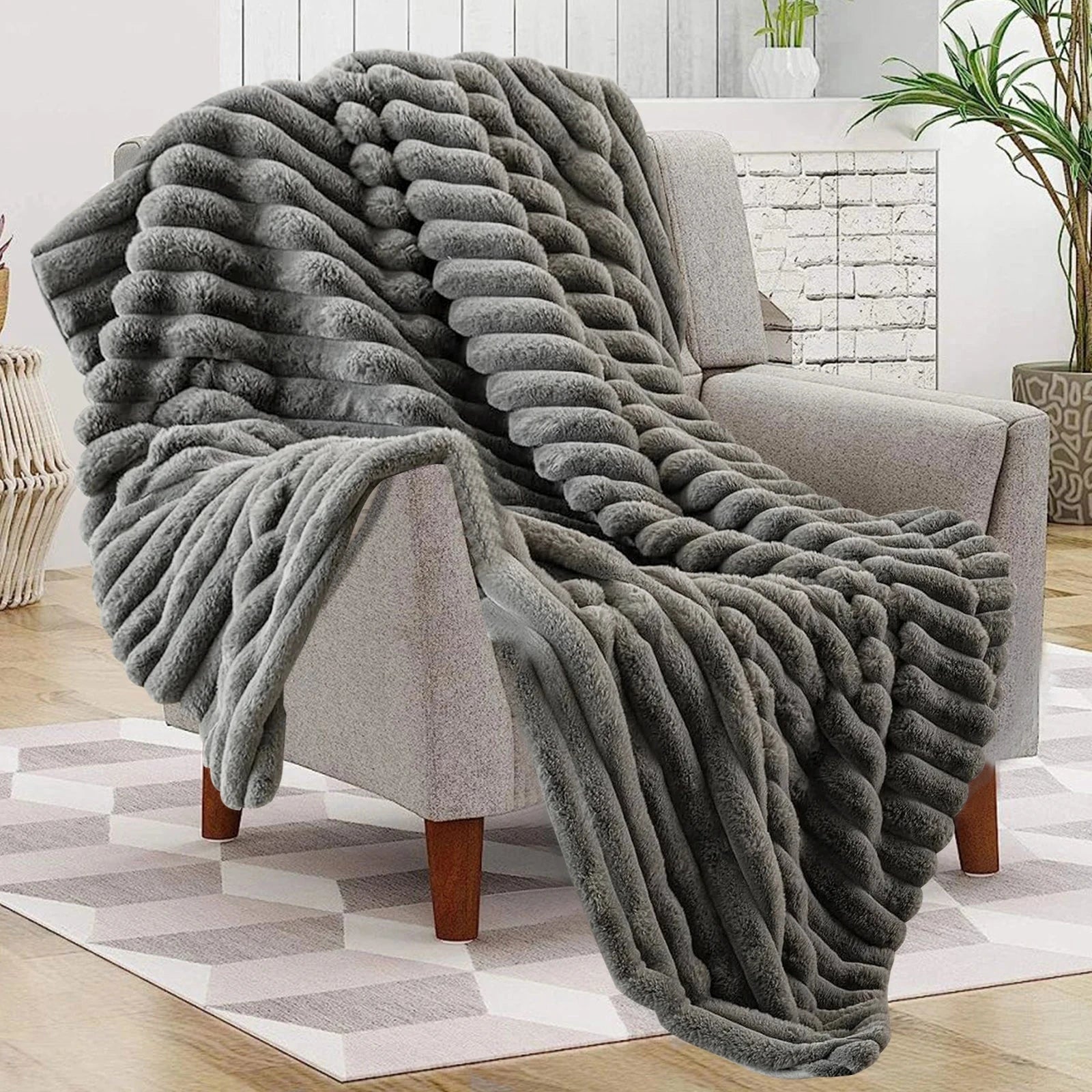 Ultra-Soft Faux Fur Throw Blanket – Plush, Luxurious &amp; Perfect for Every Space Manwatstore