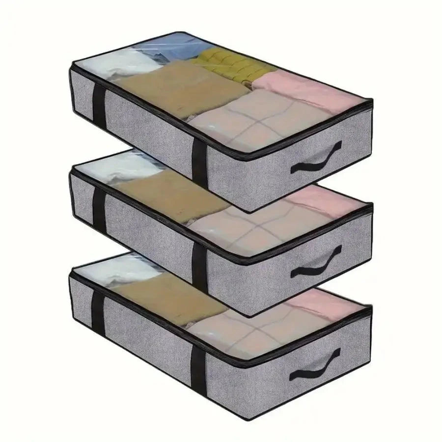 Under the bed quilt storage bag with cover can be folded, can be used for bedding clothes toys with 4 reinforced handle Manwatstore