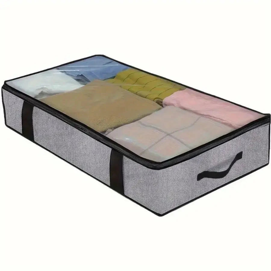 Under the bed quilt storage bag with cover can be folded, can be used for bedding clothes toys with 4 reinforced handle Manwatstore