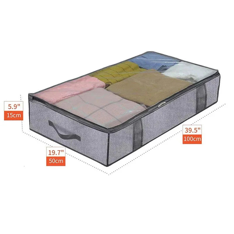 Under the bed quilt storage bag with cover can be folded, can be used for bedding clothes toys with 4 reinforced handle Manwatstore