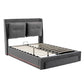 Upholstered Bed, 135x190 4ft6, Double Bed, Hydraulic Bed, 2-in-1 Storage Drawers At The End Of The Bed, Recessed LED Light Strips On Both Sides Of The Bed, Slatted Frame, Velvet,Dark Gray bedroom set Manwatstore