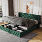 Upholstered Bed 135x190 with Hydraulic Lever Functional Bed from Storage Velvet (Green) Manwatstore