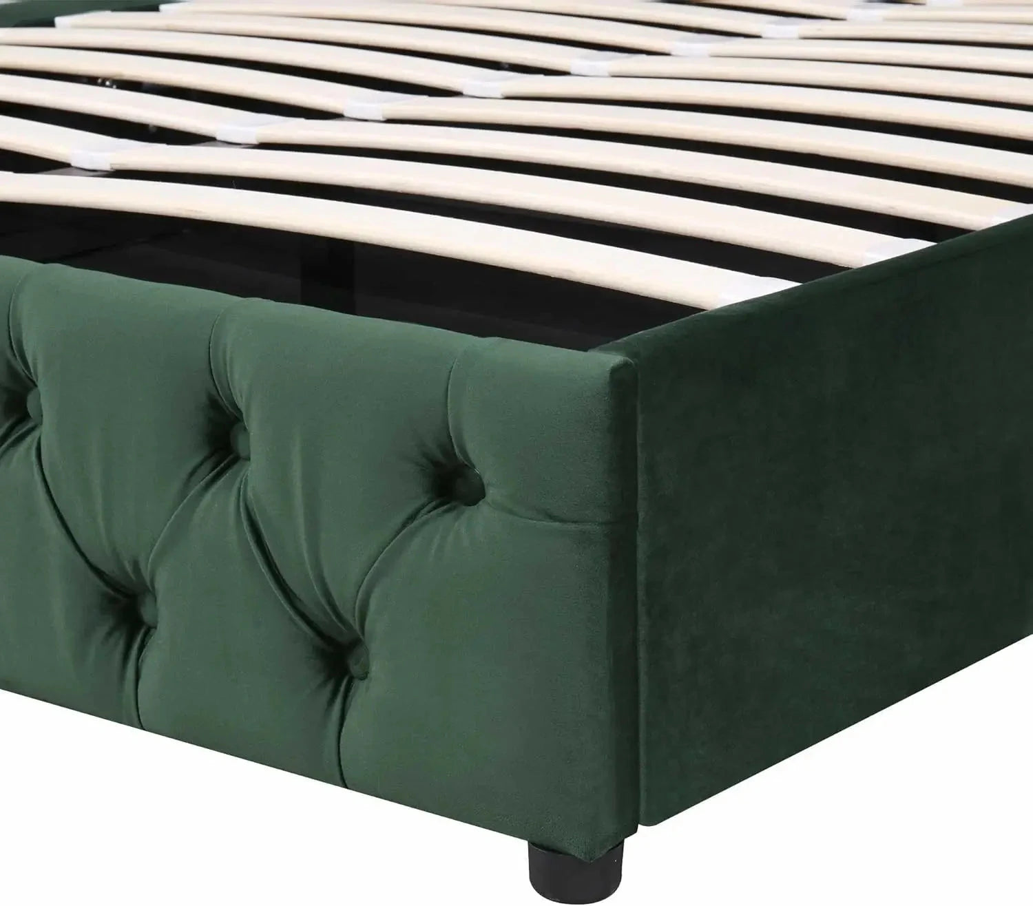Upholstered Bed 135x190 with Hydraulic Lever Functional Bed from Storage Velvet (Green) Manwatstore