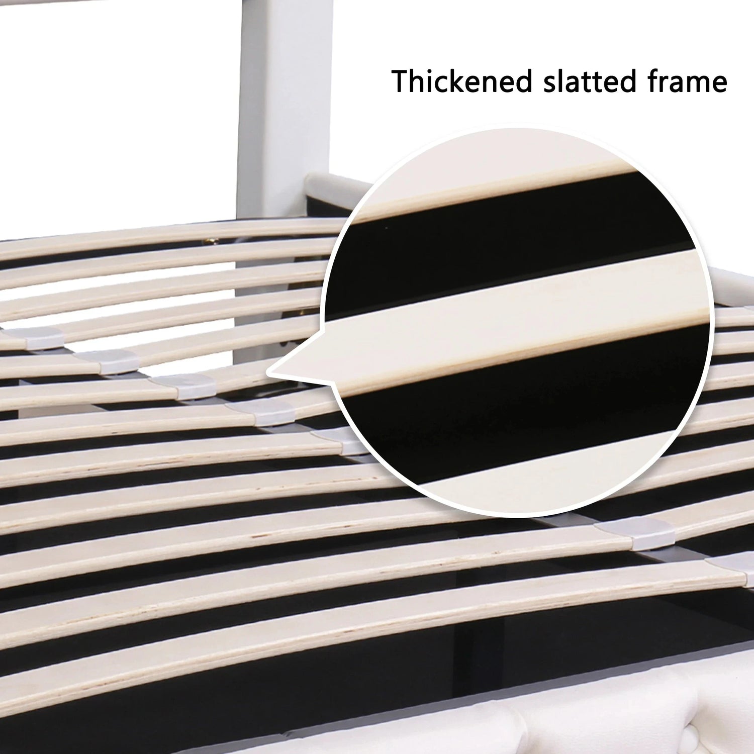 Upholstered Bed with Slatted Frame, Storage Space &amp; Multi-Color LED Lighting (PU Leather) Bed Manwatstore