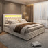 Upholstered Bed with Slatted Frame, Storage Space & Multi-Color LED Lighting (PU Leather) Bed Manwatstore