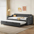 Upholstered Daybed Sofa Bed 90×190 cm with Charging Station – 3FT Single Linen Bed Frame Manwatstore