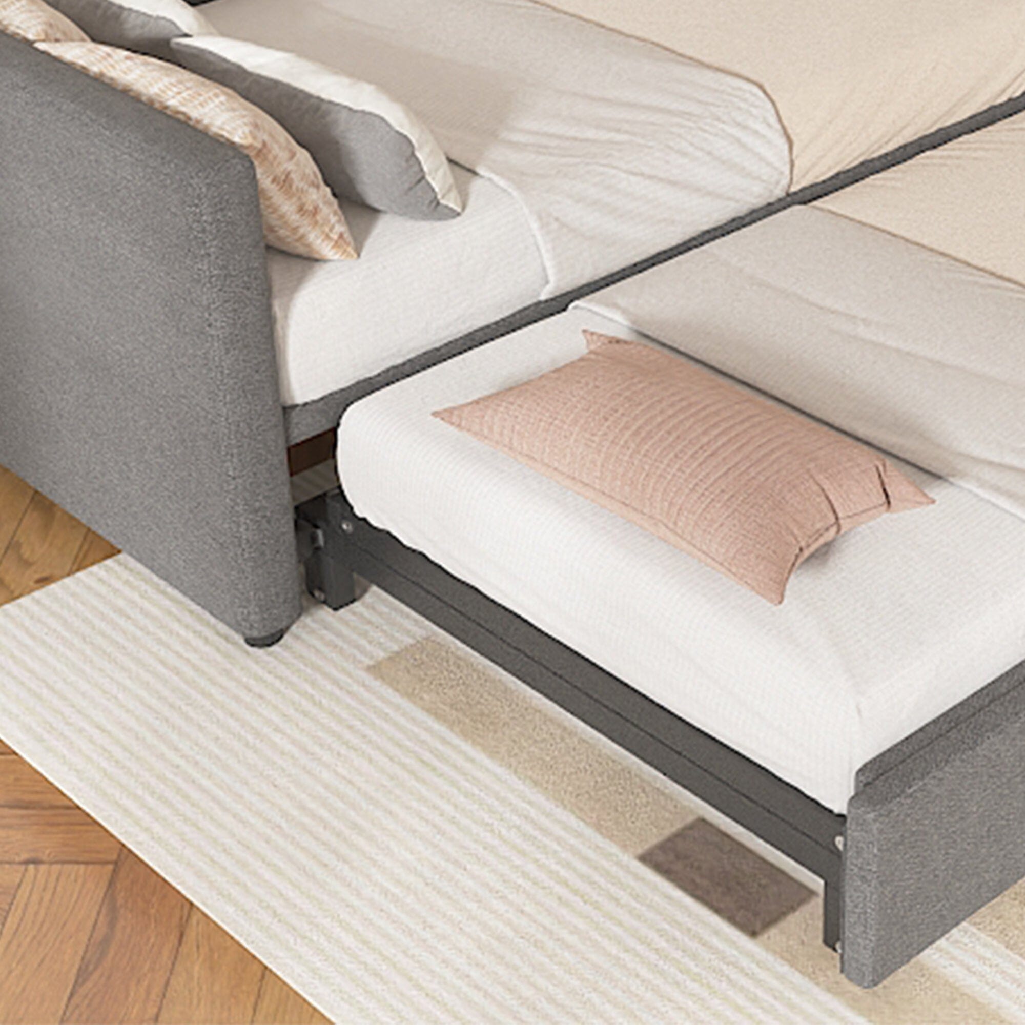 Upholstered Sofa Bed – Convertible Single to Double Bed Manwatstore