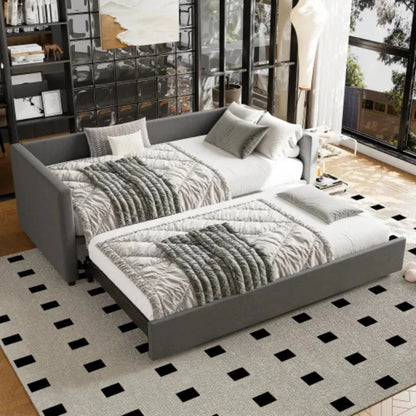 Upholstered Sofa Bed – Convertible Single to Double Bed Manwatstore