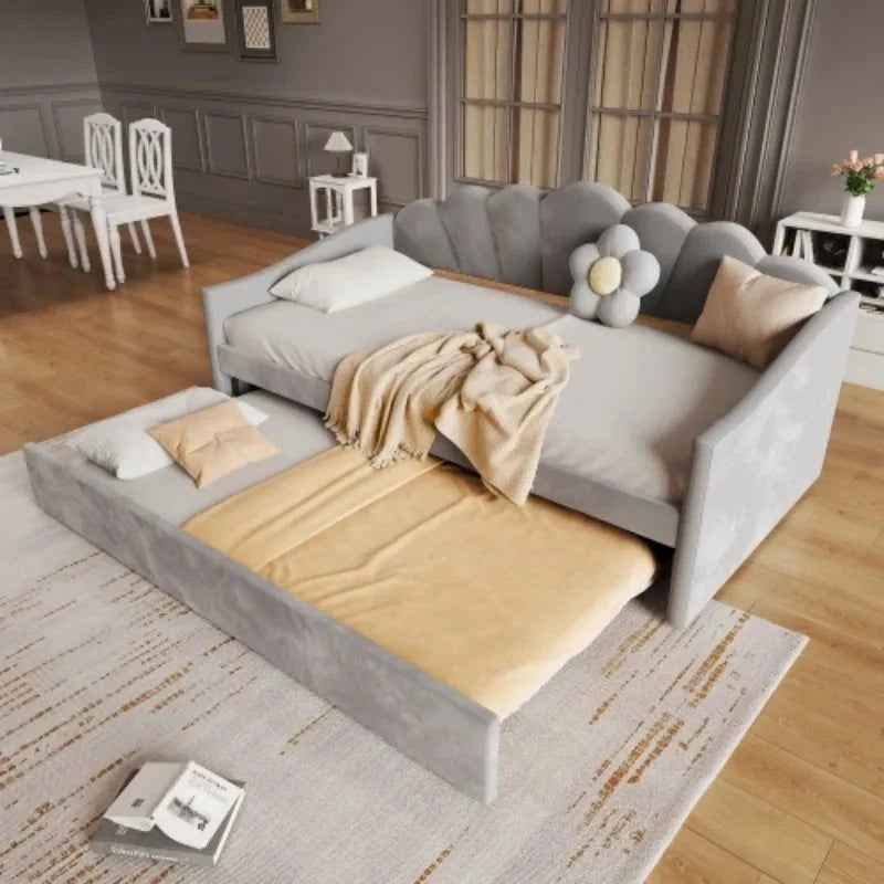 Upholstered Sofa Bed with Trundle – 3FT Single 90×190 cm (No Mattress) Manwatstore
