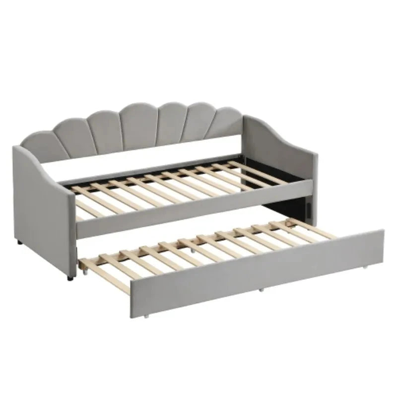 Upholstered Sofa Bed with Trundle – 3FT Single 90×190 cm (No Mattress) Manwatstore