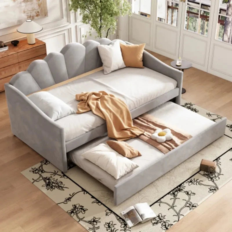 Upholstered Sofa Bed with Trundle – 3FT Single 90×190 cm (No Mattress) Manwatstore