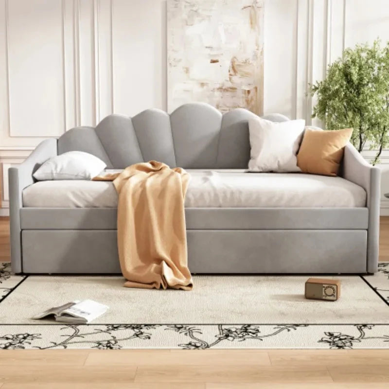 Upholstered Sofa Bed with Trundle – 3FT Single 90×190 cm (No Mattress) Manwatstore