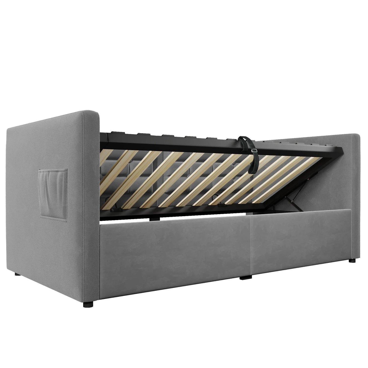 UrbanLift™ Upholstered Single Sofa Bed with Hydraulic Storage (90 × 190 cm / 3FT) Manwatstore