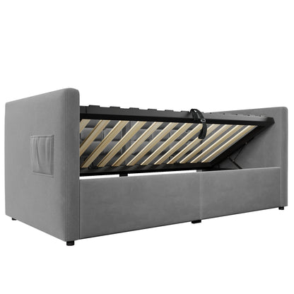 UrbanLift™ Upholstered Single Sofa Bed with Hydraulic Storage (90 × 190 cm / 3FT) Manwatstore