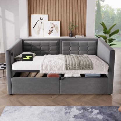 UrbanLift™ Upholstered Single Sofa Bed with Hydraulic Storage (90 × 190 cm / 3FT) Manwatstore