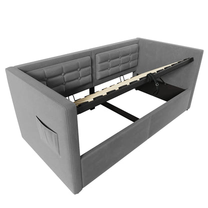 UrbanLift™ Upholstered Single Sofa Bed with Hydraulic Storage (90 × 190 cm / 3FT) Manwatstore