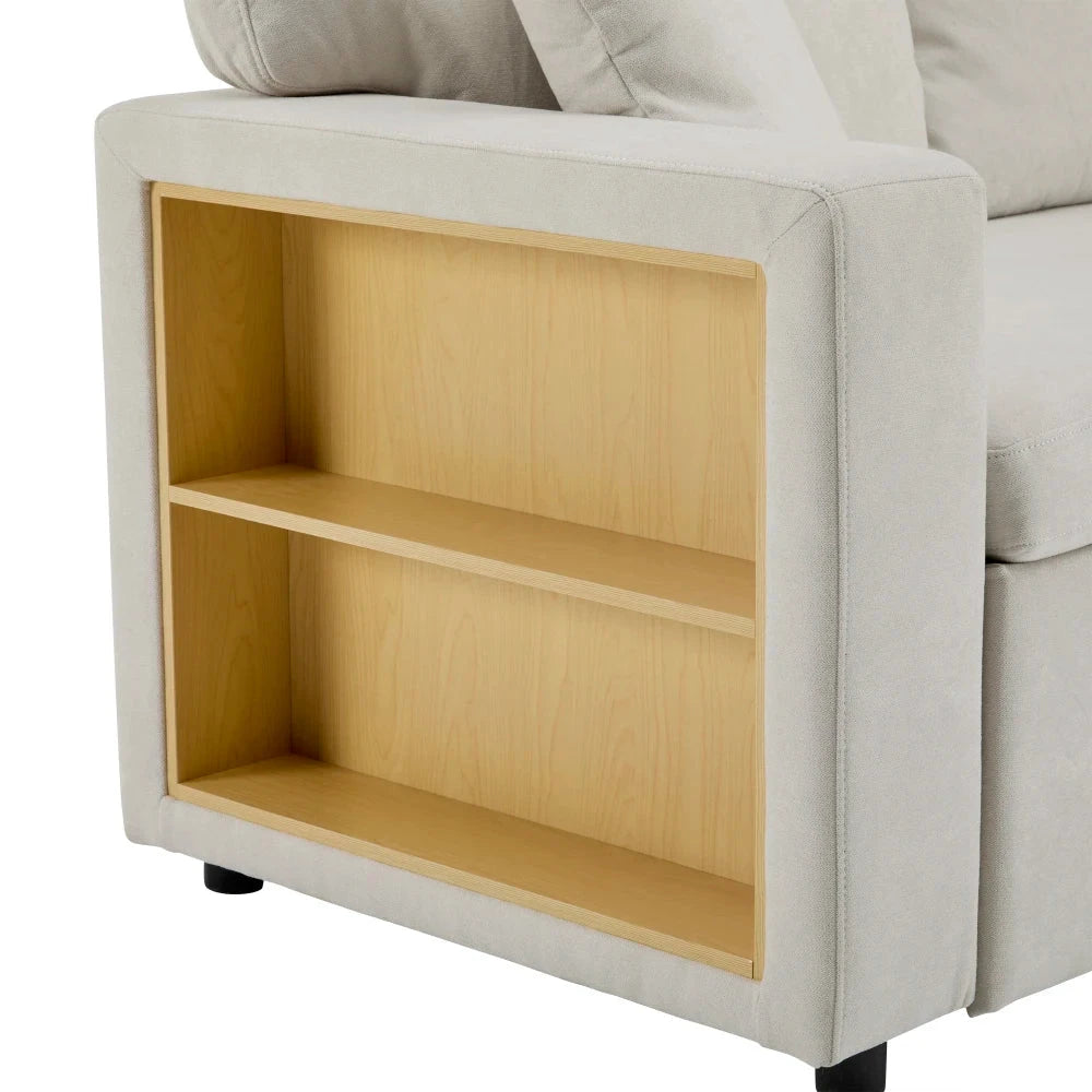 UrbanNest 3-Seater L-Shaped Corner Sofa Bed with Storage &amp; Integrated Shelf Manwatstore