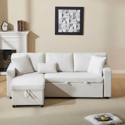 UrbanNest 3-Seater L-Shaped Corner Sofa Bed with Storage &amp; Integrated Shelf Manwatstore