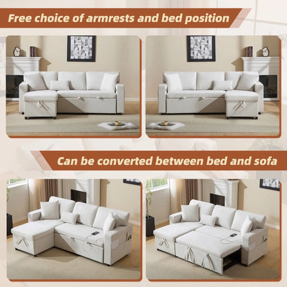 UrbanNest 3-Seater L-Shaped Corner Sofa Bed with Storage &amp; Integrated Shelf Manwatstore