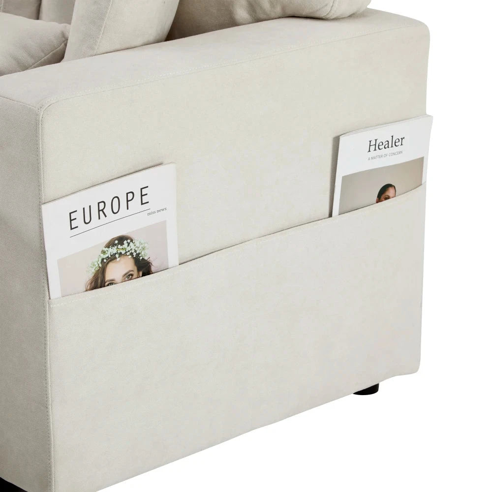 UrbanNest 3-Seater L-Shaped Corner Sofa Bed with Storage &amp; Integrated Shelf Manwatstore