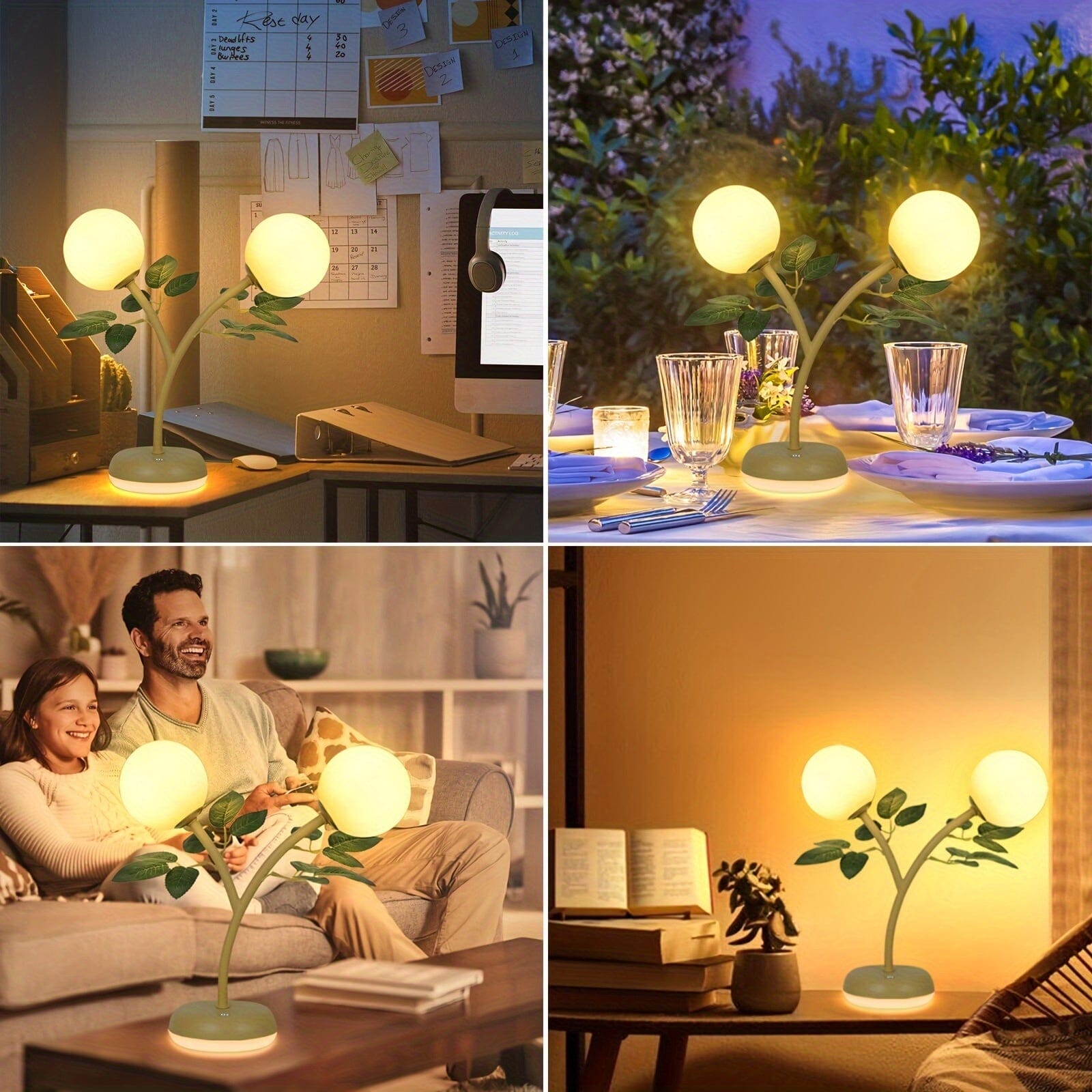 USB Table Lamp LED Bedside Lamp, Table Lamp Warm White, Metal Decoration Lamp, Table Lamp for Study Living Room Bedroom, Home Decoration and Romantic Gift Manwatstore