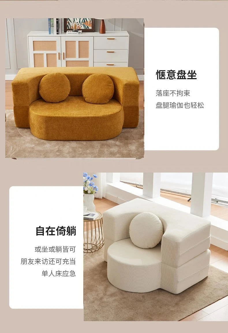 Vacuum Compressed Foldable Sofa Bed – Pure Sponge Multifunctional Modular Living Room Couch | Space-Saving Special Shaped Floor Sofa for Bedroom & Lounge Manwatstore