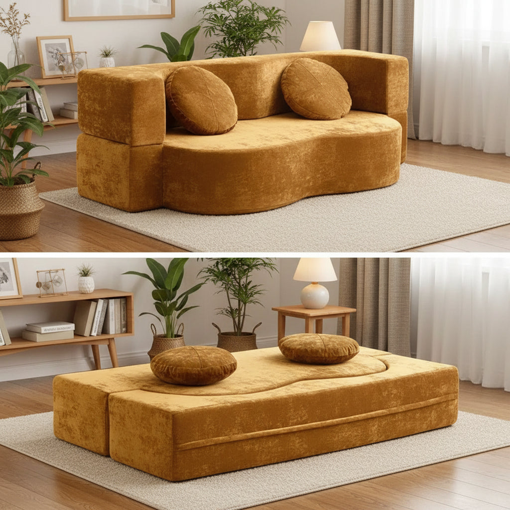 Vacuum Compressed Foldable Sofa Bed – Pure Sponge Multifunctional Modular Living Room Couch | Space-Saving Special Shaped Floor Sofa for Bedroom &amp; Lounge Manwatstore