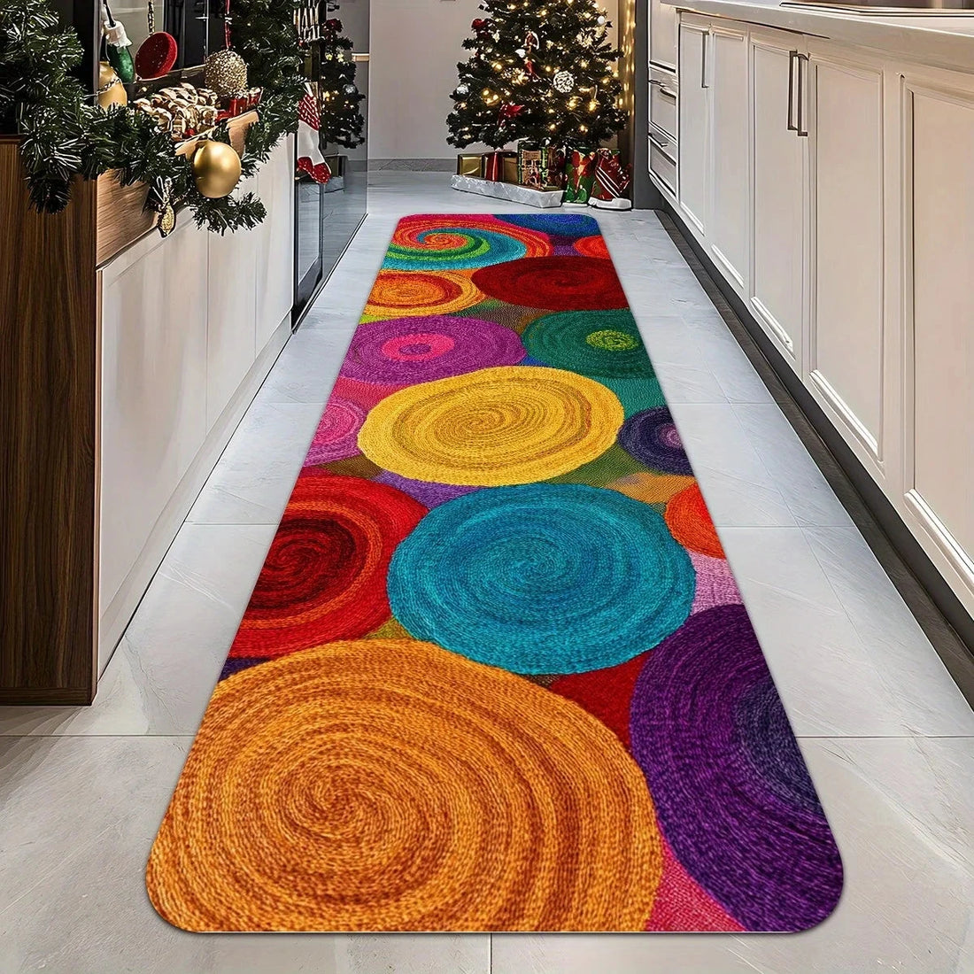 VIKAMA Colorful Carpet Runner Rug Round Loop Rug Kitchen Rug Bedroom Bedside Floor Mat Carpet For Live Room Bathroom Mat Home D Manwatstore