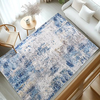 VIKAMA Modern Abstract Washable Area Rugs for Bedroom Stain Resistant Non Slip Large Blue Soft Indoor Carpet for Home Decor Manwatstore