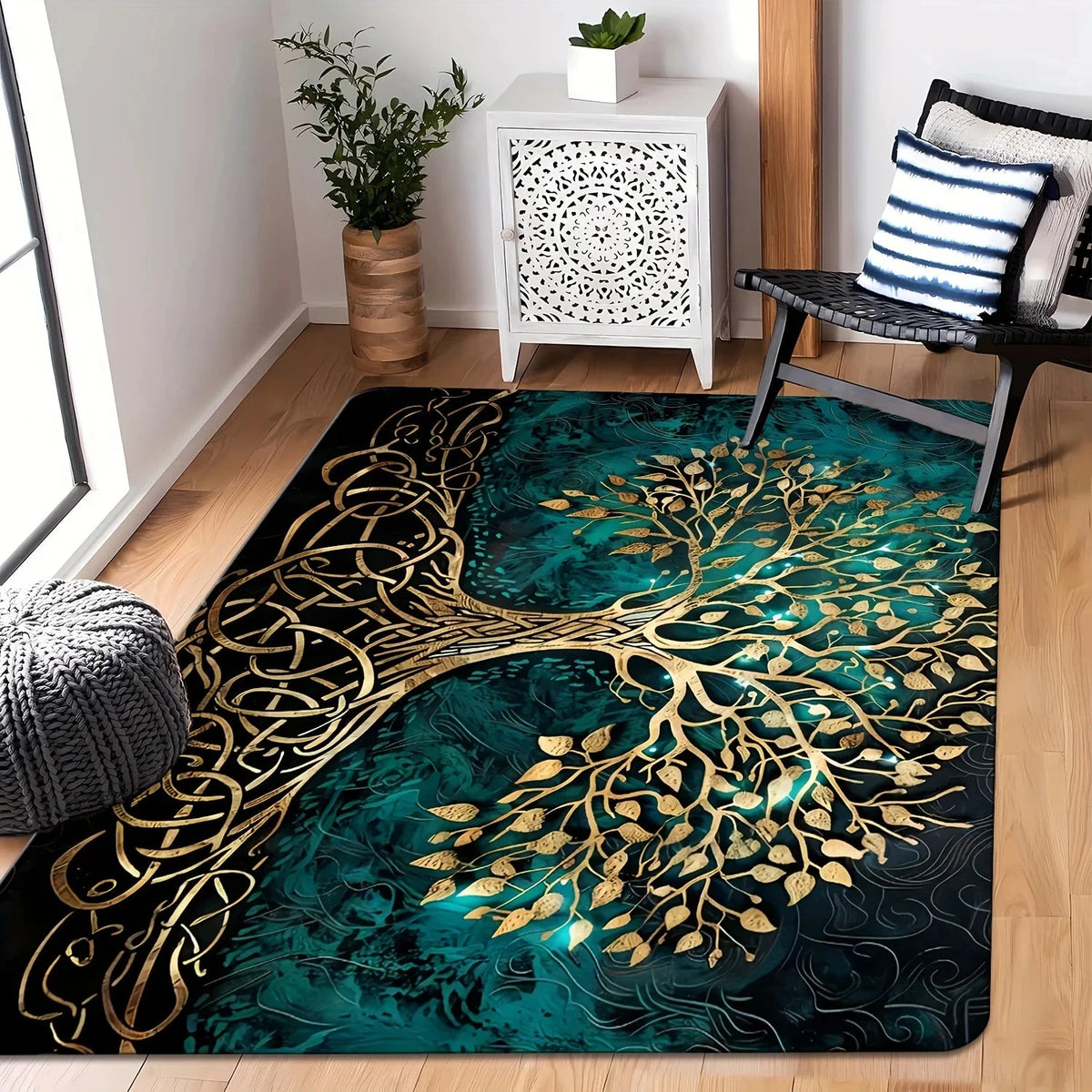 VIKAMA Tree of Life Area Rug – Easy-Clean Carpet for Living Room &amp; Bedroom Manwatstore