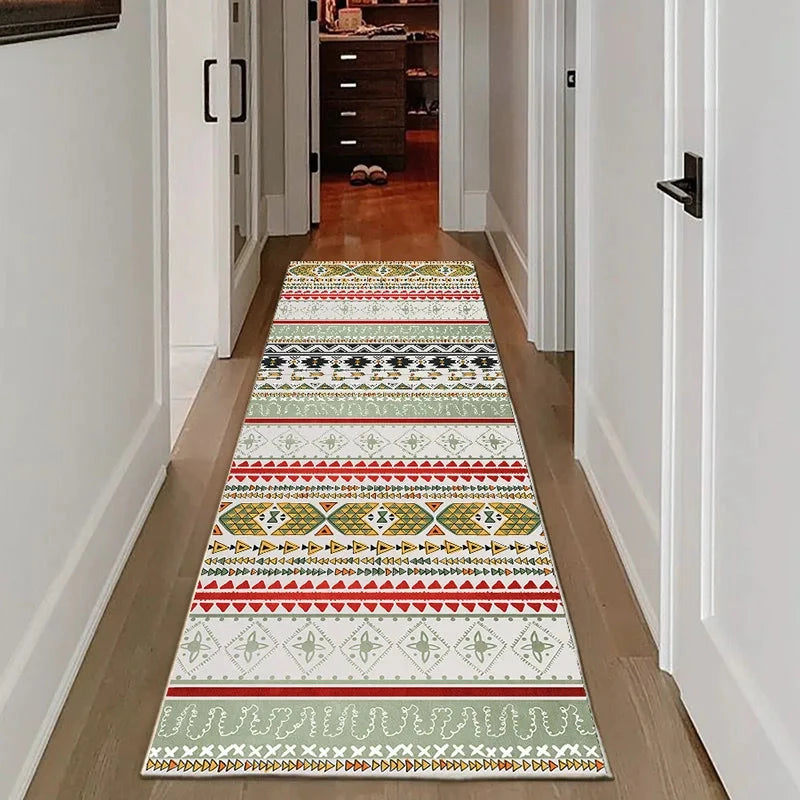 VIKAMA Vintage Wood Grain Runner Rug – Non-Slip Hallway &amp; Kitchen Carpet Manwatstore