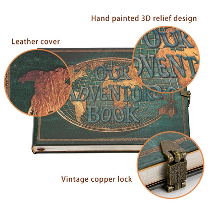 Vintage 12x12 Scrapbook Photo Album – “Our Adventure Book” with Gift Box &amp; Accessories Manwatstore