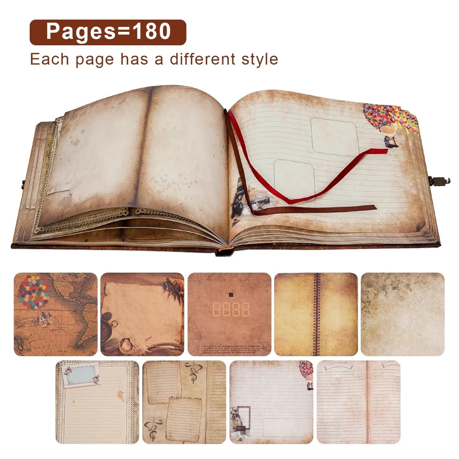 Vintage 12x12 Scrapbook Photo Album – “Our Adventure Book” with Gift Box &amp; Accessories Manwatstore