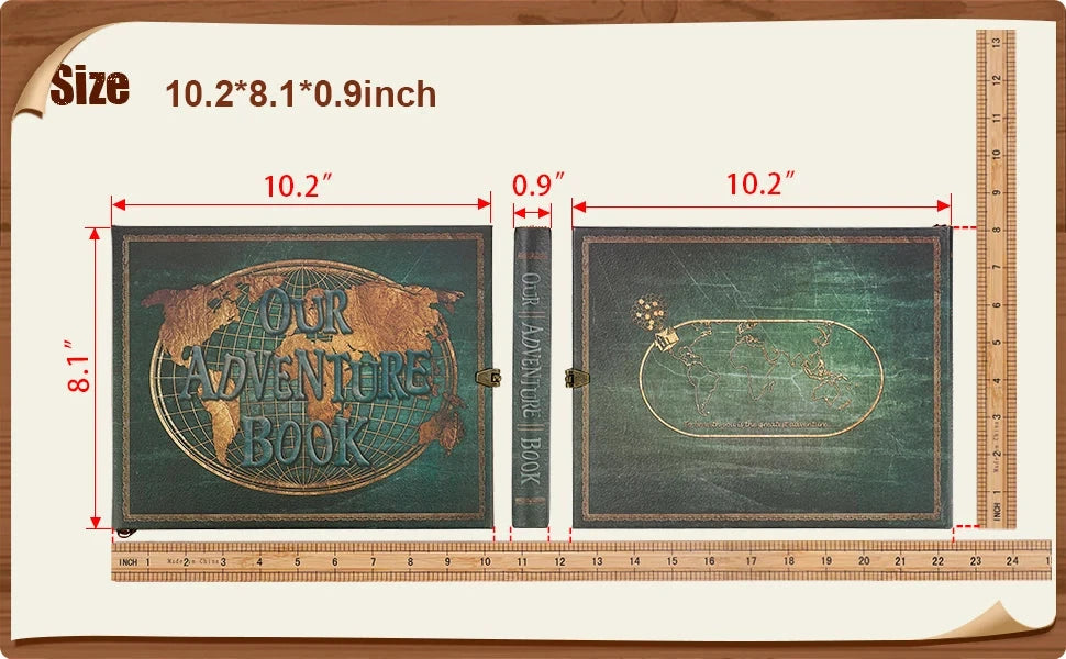 Vintage 12x12 Scrapbook Photo Album – “Our Adventure Book” with Gift Box & Accessories Manwatstore