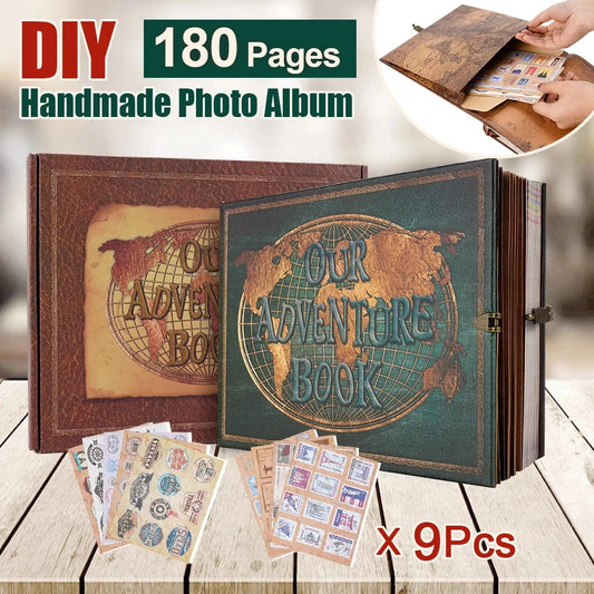 Vintage 12x12 Scrapbook Photo Album – “Our Adventure Book” with Gift Box & Accessories Manwatstore