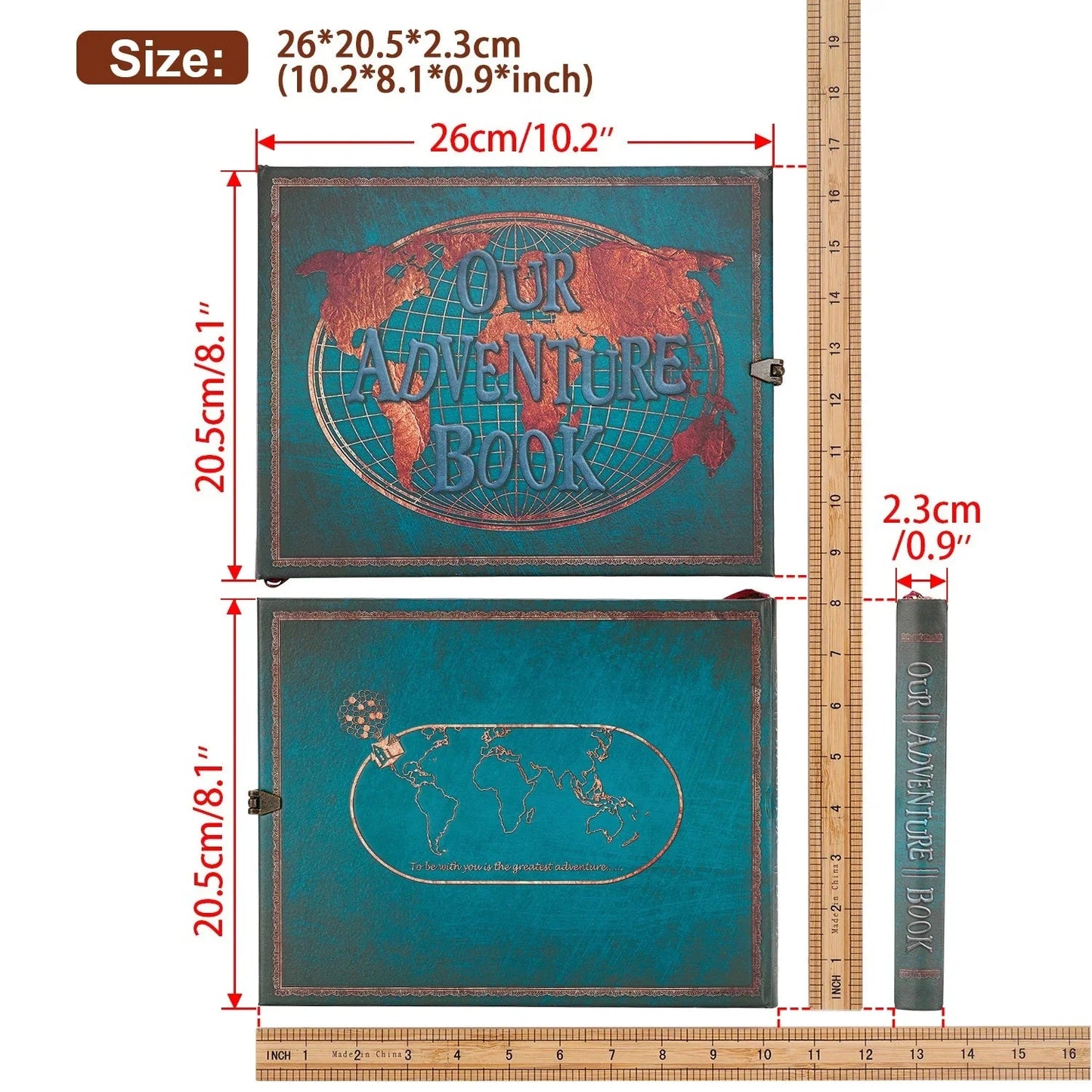 Vintage 12x12 Scrapbook Photo Album – “Our Adventure Book” with Gift Box & Accessories Manwatstore