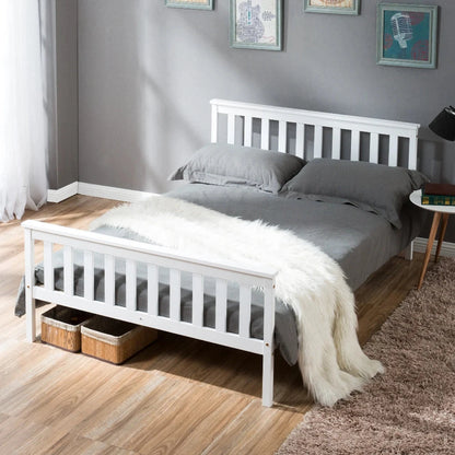 White Wooden Double Bed Frame – 4FT6 (135 x 190 cm) Manwatstore