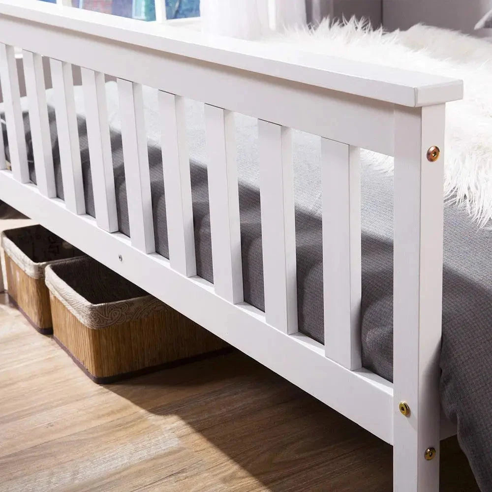 White Wooden Double Bed Frame – 4FT6 (135 x 190 cm) Manwatstore