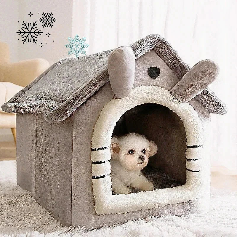 Winter Folding Pet House Kennels for Small to Medium Dogs And Cats Beds Maternity Puppy Baskets Soft Cozy Warm Shelter Mat Pet Manwatstore